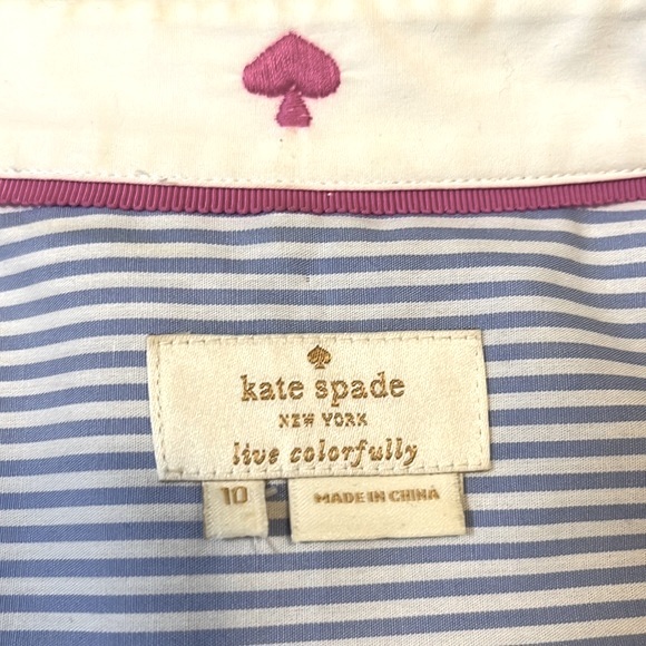 Kate Spade Striped Button Down Shirt, Blue/White, size 10 - Picture 13 of 14